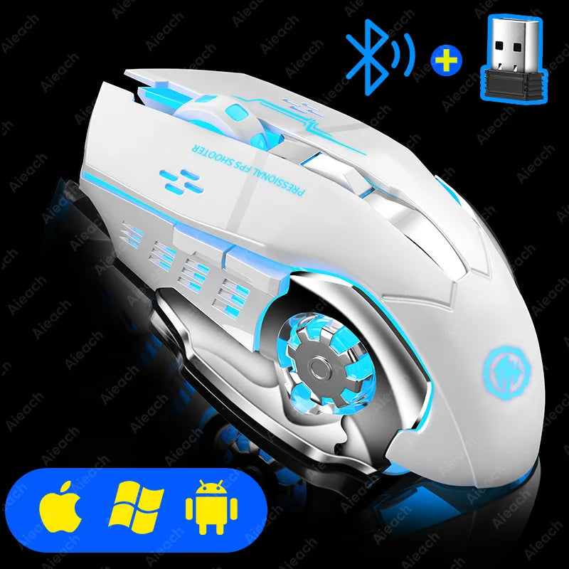 Rechargeable Wireless Mouse for Computer Tablet Bluetooth Gaming Mouse Ergonomic Backlight Mouse Laptop Accessories