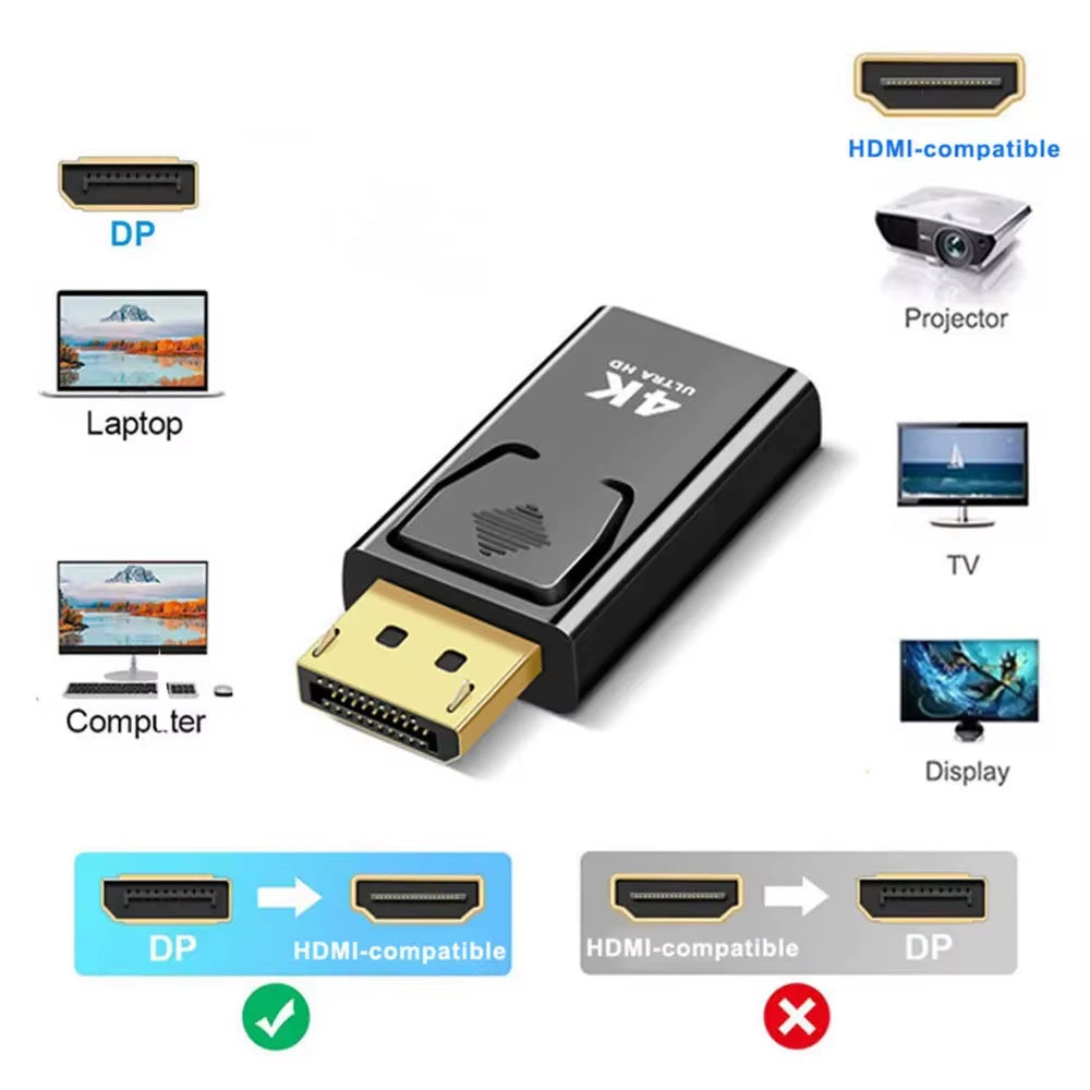 4K DP Displayport to Hdmi-Compatible Adapter Converter Display Port DP to Hdmi-Compatible HDTV Adapter Video Audio PC Laptop