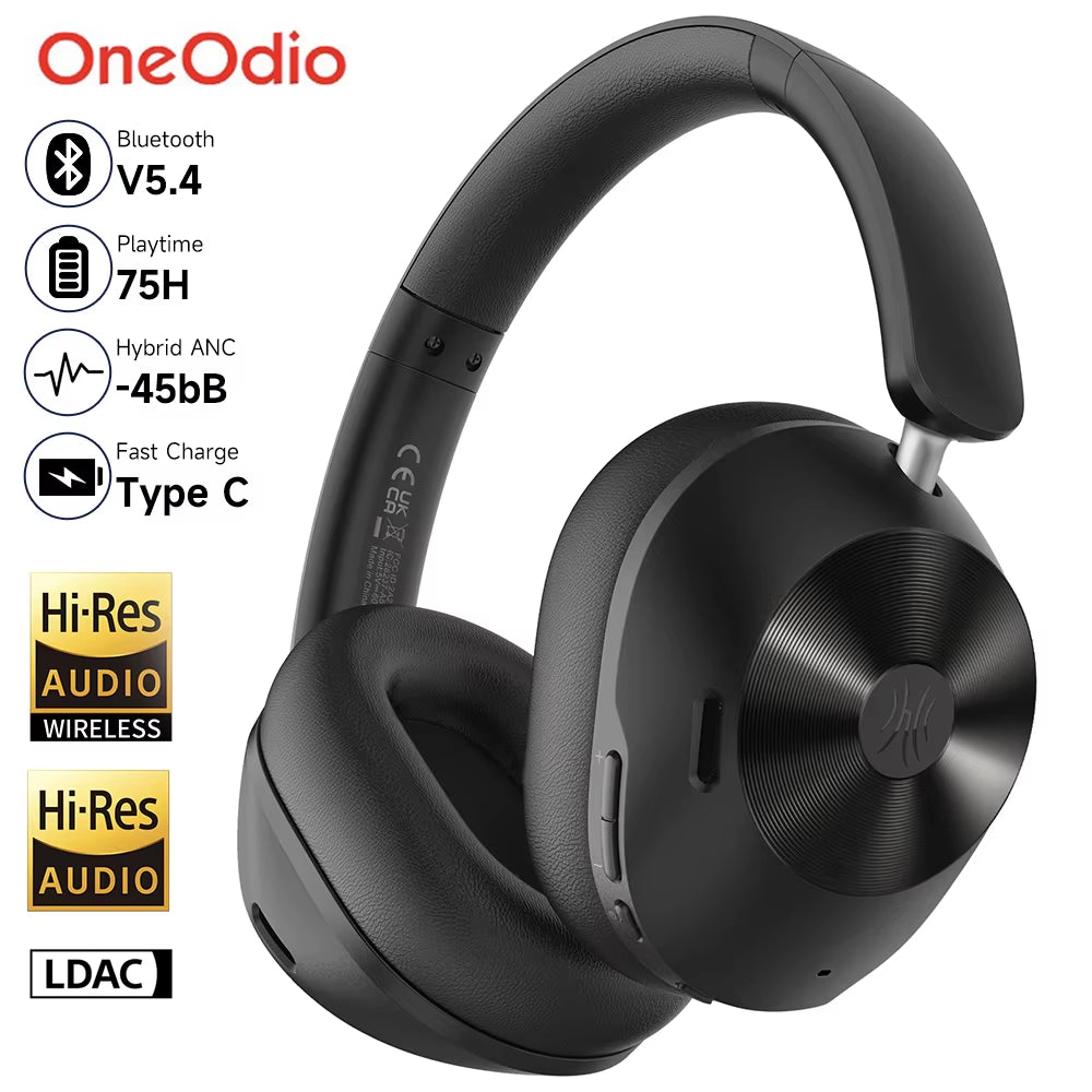 A5 Bluetooth 5.4 Headphones 43Db Hybrid Active Noise Cancelling over Ear Wireless Headset Hi-Res LDAC Audio with ENC Mic