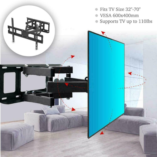 TV Wall Bracket Mount Swivel Tilt for 32 40 42 46 50 55 60 70" Tvs Full Motion