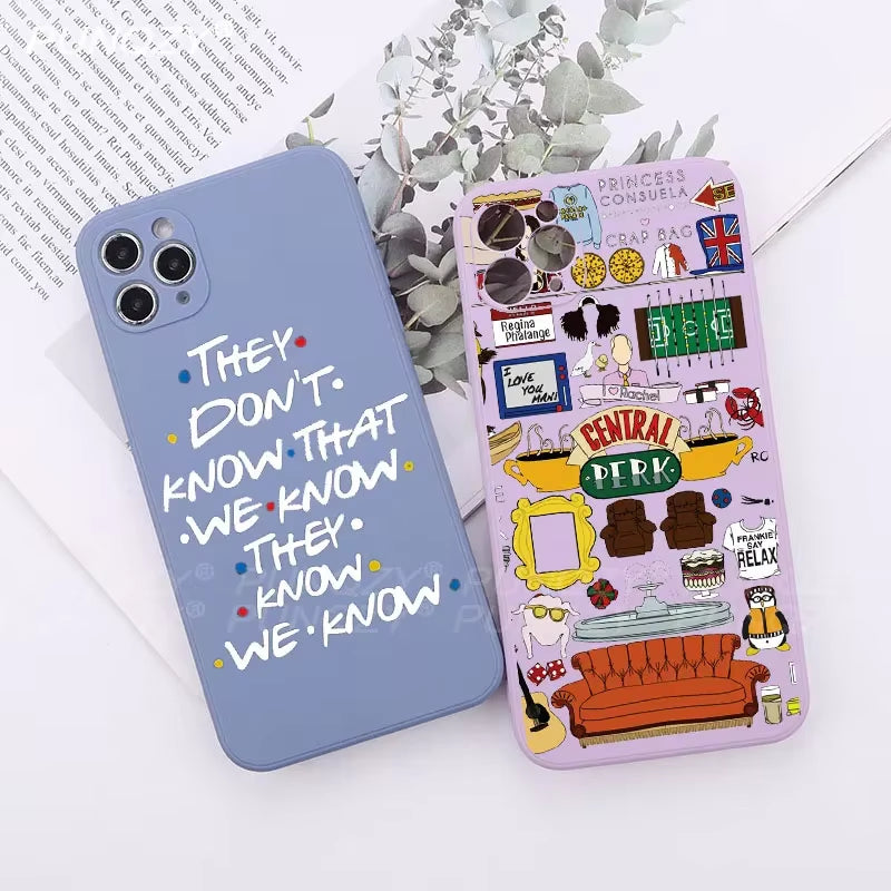 Cartoon Funny Friends TV Show Phone Case for Iphone 16 15 14 13 12 11 PRO MAX 8 7 plus Mini X XS XR SE Soft TPU Cover
