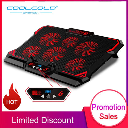 17Inch Gaming Laptop Cooler Six Fan Led Screen Two USB Port 2600RPM Laptop Cooling Pad Notebook Stand for Laptop